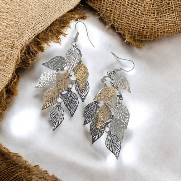 ๐Boho Chic Multicolor Leaf Dangle Earrings Lightweight Festival Trendy Jewelry - Picture 8 of 12